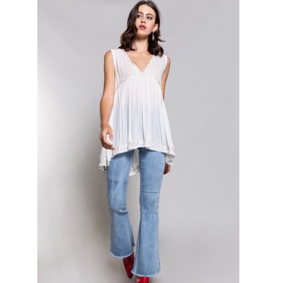 SOLD OUT POL Gorgeous White Babydoll Top with Lace Embroidery - Picture 5 of 8